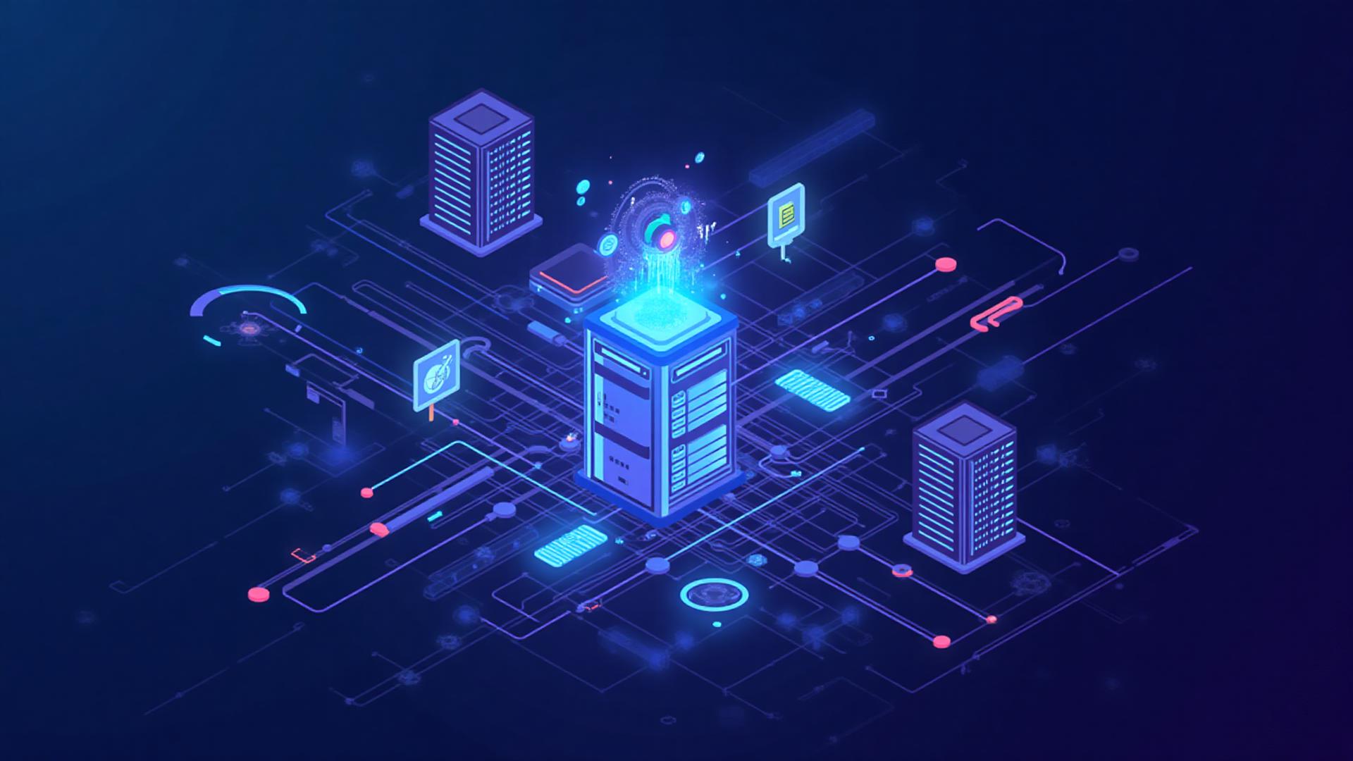 Modern IT infrastructure with network connections and cloud technology